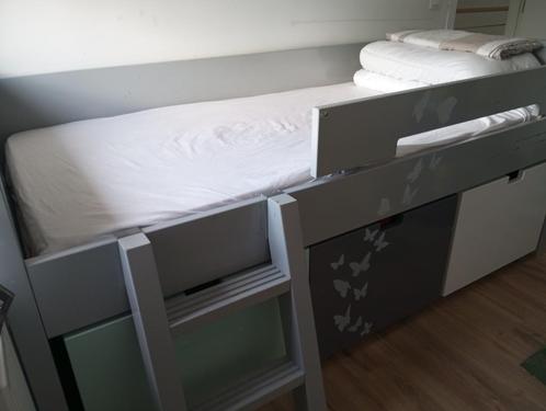 Bopita massief houten kinderbed, Huis en Inrichting, Slaapkamer | Bedden, Gebruikt, Eenpersoons, Hout, Grijs, Ophalen