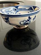 Antieke bowl JAPAN Tobe-Yaki kom kobalt op wit, handpainted, Antiek en Kunst, Ophalen of Verzenden