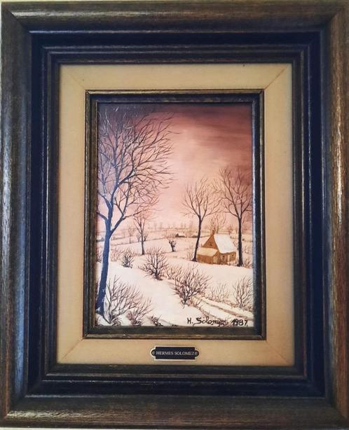 Prachtige olieverf schilderij op doek van Hermes Solomezc, Antiek en Kunst, Kunst | Schilderijen | Klassiek, Ophalen of Verzenden