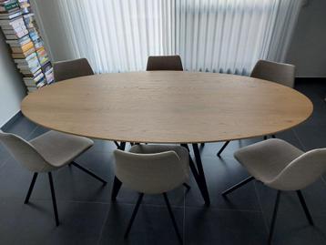 Ovale eiken tafel Woodcreations en 6 stoelen Castle Line, Enlèvement, Comme neuf, Modern, 4 à 6 chaises