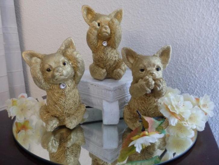 Chihuahua set van 3 beeldjes horen, zien ,zwijgen, Dieren en Toebehoren, Honden-accessoires, Nieuw, Verzenden