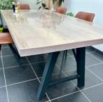 Tafel met 6 lederen stoelen, Ophalen, Overige materialen, Gebruikt, 100 tot 150 cm