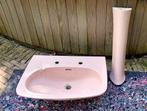 Vasque vintage en porcelaine rose + base, Maison & Meubles, Salle de bain | Meubles de Salle de bain, Enlèvement, Utilisé