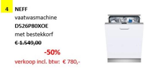 vaatwasmachine NEFF, Elektronische apparatuur, Vaatwasmachines, Nieuw, Inbouw, 85 tot 90 cm, 45 tot 60 cm, Minder dan 10 liter
