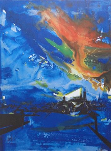 RAYMOND MORETTI / LA TEMPETE / KLEURLITHO / 54x41cm / SIG beschikbaar voor biedingen