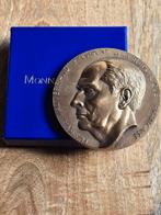 médaille en bronze François Mitterand 7 cm dans une boîte, Bronze, Enlèvement ou Envoi