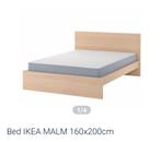 Ikea Malm 160 breed + 2 lattenbodems 80 cm breed elk, Comme neuf, Enlèvement ou Envoi