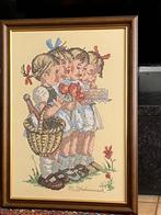 Kader met hummel figuren (handwerk kruisjessteek), Ophalen, Zo goed als nieuw