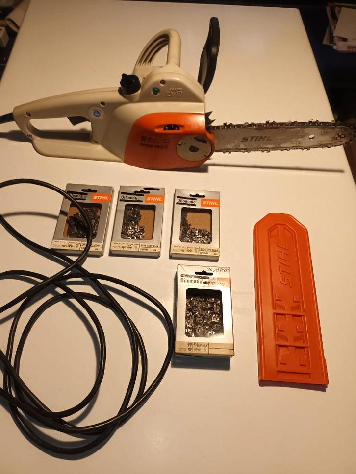 Tronçonneuse électrique STIHL MSE160C + 6 Chaines, Tuin en Terras, Hand-tuingereedschap, Gebruikt, Overige soorten, Ophalen