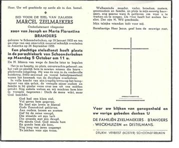 Marcel Zeelmaeckers Olt vliegenier ongeval in US op 24/9/53 beschikbaar voor biedingen