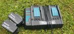 Chargeur double Makita DC18SH 14,4-18 V et 2 batteries, Comme neuf, Enlèvement