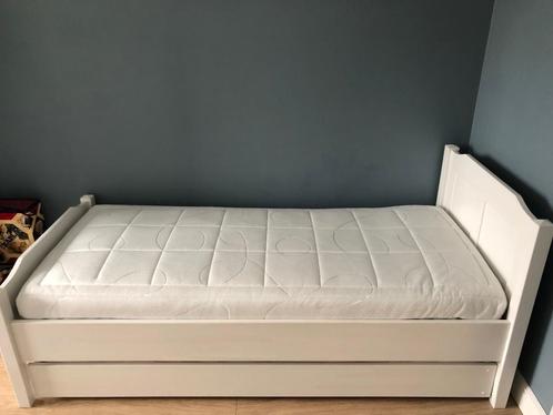 Massief grenen tienerbed met bedlade, Huis en Inrichting, Slaapkamer | Bedden, Zo goed als nieuw, Eenpersoons, 90 cm, 200 cm, Hout
