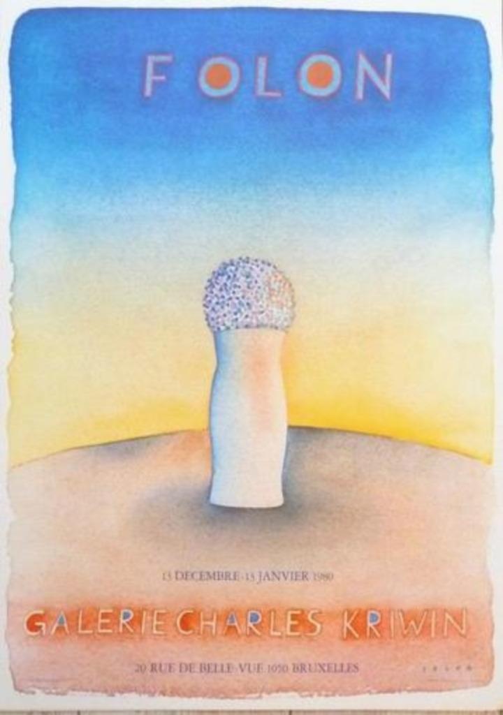 Jean-Michel Folon affiche originale Galerie Kriwin Bruxelles, Antiek en Kunst, Kunst | Litho's en Zeefdrukken, Ophalen of Verzenden