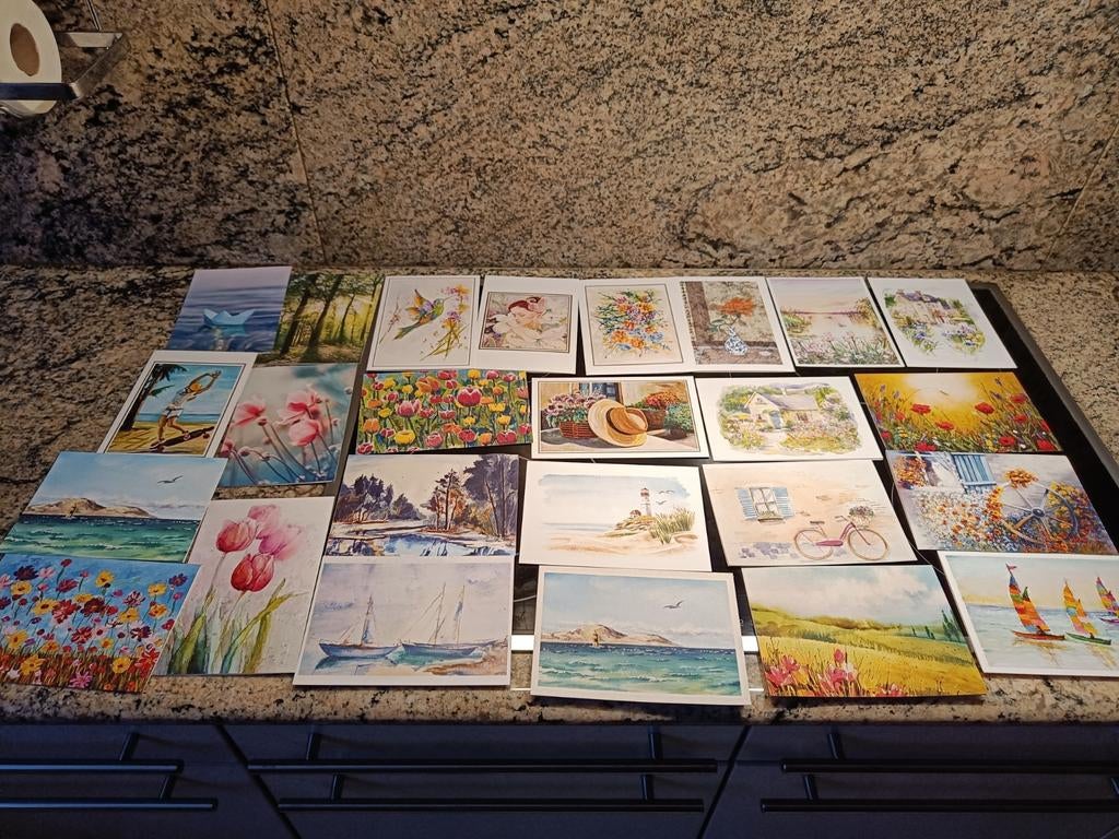 Zomerse wenskaarten 25 stuks., Ophalen of Verzenden, Zo goed als nieuw