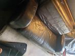 Gratis bruine lederen zetel tweezit, Huis en Inrichting, Ophalen, Gebruikt, 150 tot 200 cm, Tweepersoons