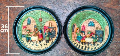 3D-Wanddecoratie. 2 stuks. Thema café, leute en plezier., Antiek en Kunst, Curiosa en Brocante, Ophalen