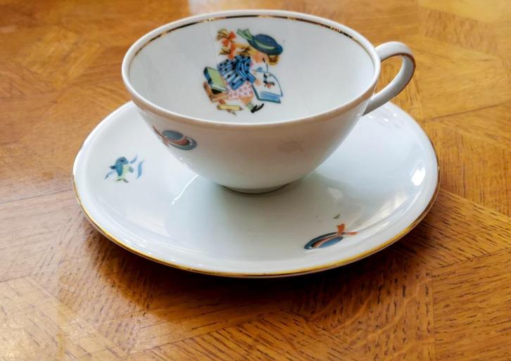 Vintage kinderservies in porselein – jaren 50/60, Antiek en Kunst, Antiek | Servies compleet, Ophalen