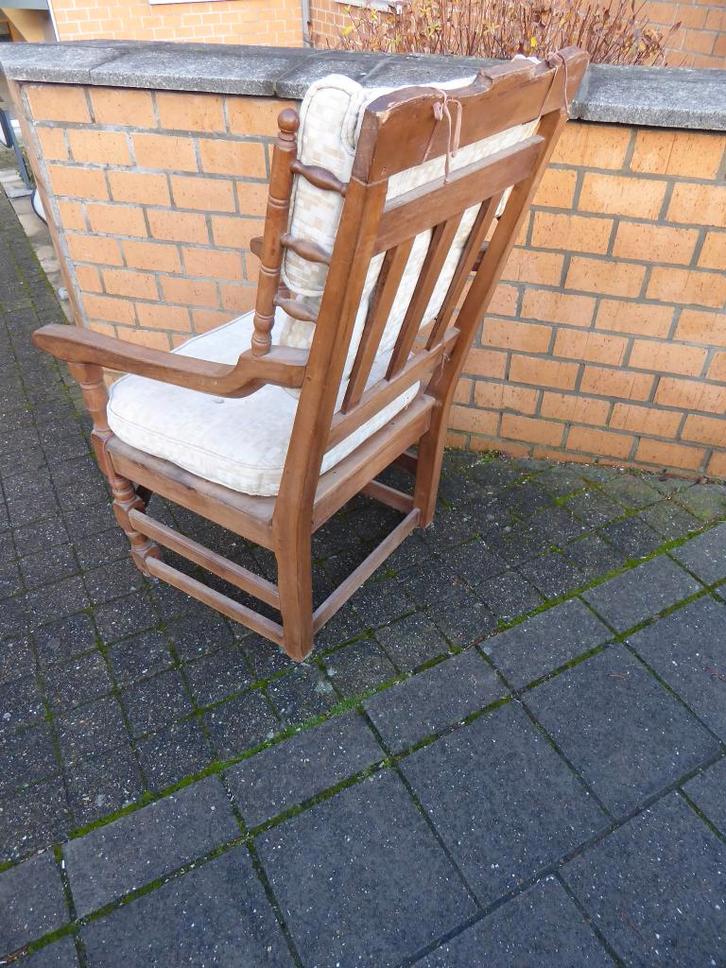 Fauteuil en bois ancien, Maison & Meubles, Fauteuils, Utilisé, Bois, Tissus, 50 à 75 cm, Moins de 75 cm, Enlèvement