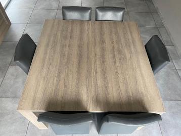 Kwalitatieve tafel met 6 lederen stoelen, Enlèvement, Utilisé, 4 à 6 chaises