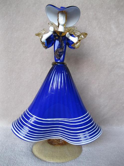Kunstglas dame (blauwe jurk) Murano., Antiek en Kunst, Antiek | Glaswerk en Kristal, Ophalen