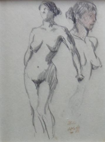 AUGUSTE OLEFFE / NAAKTE VROUWEN / ORIGINEEL WERK / 43x35cm  beschikbaar voor biedingen