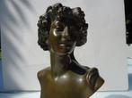 JEF LAMBEAUX Art Nouveau antiek bronzen buste Bacchant brons, Ophalen of Verzenden
