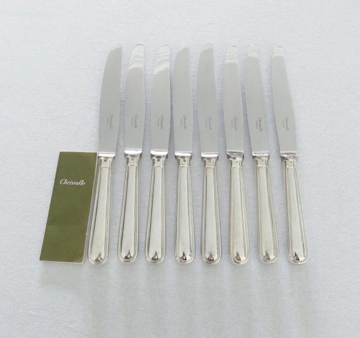 Christofle - Albi - Set van 8 verzilverde Dinermessen, Antiquités & Art, Antiquités | Couverts, Envoi
