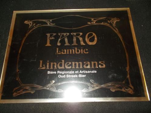 Lindemans Faro Lambic - pvc spiegel 40x30cm - Vlezenbeek, Collections, Marques de bière, Utilisé, Panneau, Plaque ou Plaquette publicitaire
