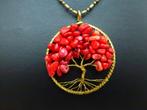 collier avec pendentif arbre, Bijoux, Sacs & Beauté, Colliers, Autres matériaux, Avec pendentif, Rouge, Enlèvement ou Envoi