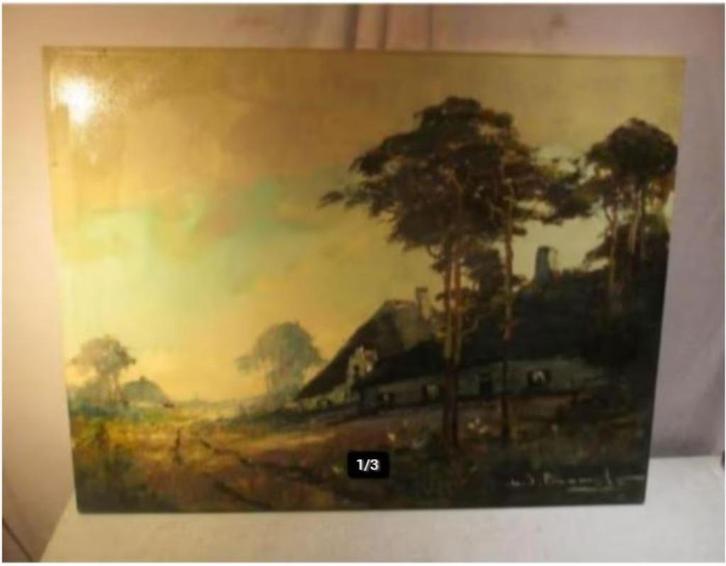 Prachtig geschilderd Werk 'Boerderij en Bomen' - HJ Pauwels, Antiek en Kunst, Kunst | Schilderijen | Klassiek, Ophalen of Verzenden