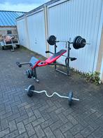 Benchpress + baren & gewichten, Sport en Fitness, Fitnessmaterialen, Ophalen of Verzenden