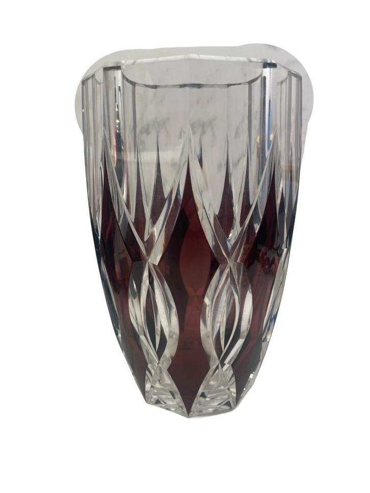 Pruimenkristallen vaas Val Saint Lambert - Uniek stuk, Antiek en Kunst, Antiek | Glaswerk en Kristal, Ophalen of Verzenden
