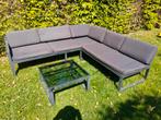 GERESERVEERD - Loungeset Gardena - zwart aluminium - terras, Ophalen, 5 zitplaatsen, Gebruikt, Aluminium