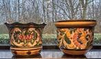 2 vintage, keramieken, Italiaanse bloempotten, Antiek en Kunst, Antiek | Keramiek en Aardewerk, Ophalen of Verzenden