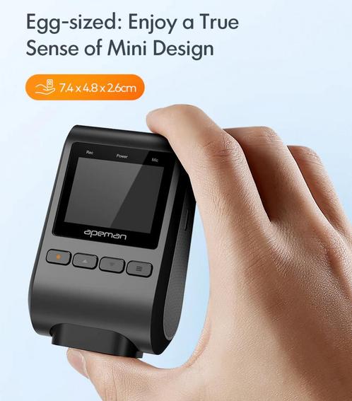 APEMAN C370 mini-dashcam, Audio, Tv en Foto, Foto | Flitsers, Zo goed als nieuw, Ophalen of Verzenden