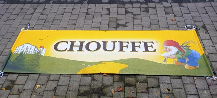Brasserie bier big banner Chouffe, Verzamelen, Biermerken, Zo goed als nieuw, Reclamebord, Plaat of Schild, Overige merken, Ophalen of Verzenden