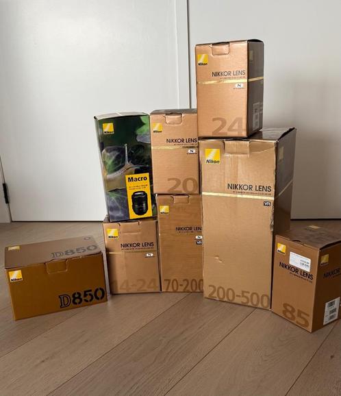 Nikon D850 + 7 Nikon prime en zoom-lenzen in nieuwstaat, Audio, Tv en Foto, Foto | Lenzen en Objectieven, Zo goed als nieuw, Overige typen