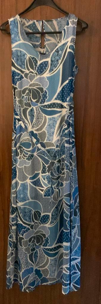 Terre Bleue maat 42 lang blauw/wit kleed, Kleding | Dames, Jurken, Zo goed als nieuw, Maat 42/44 (L), Blauw, Ophalen