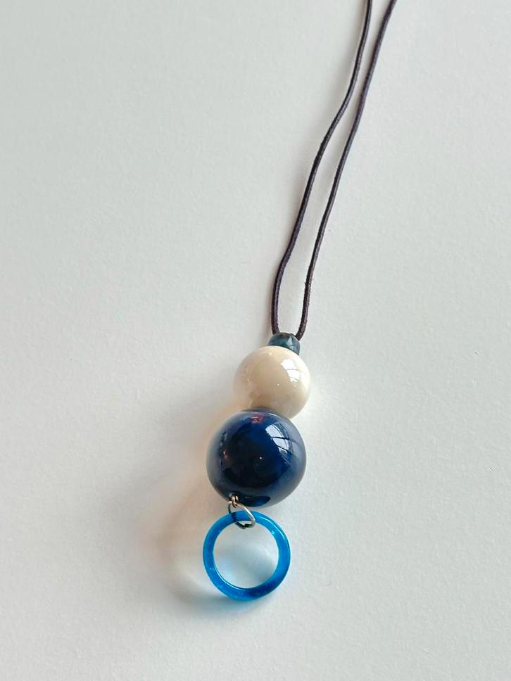 Collier Et Le Bijou Créa La Femme Vintage, Handtassen en Accessoires, Kettingen, Zo goed als nieuw, Blauw, Met hanger, Met kristal