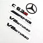 Mercedes C63 S Emblemen Set – Zwart/Rood AMG Look, Auto diversen, Autostickers, Ophalen of Verzenden