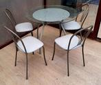 Table ronde et 4 chaises, Gebruikt, Ophalen, Glas