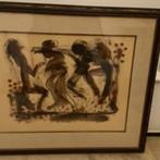 Tableau abstrait huile s/toile peintre belge J. Oosterlynck, Ophalen