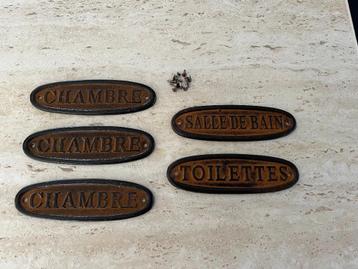 5 rustieke deurplaatjes chambre/toilettes/salle de bain  beschikbaar voor biedingen