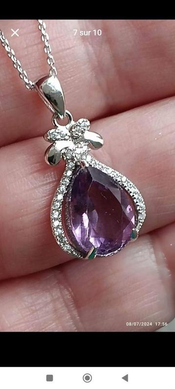 Sterling zilveren hanger met Afrikaanse amethist  beschikbaar voor biedingen