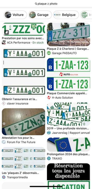 Plaque Z / sortie de fourrière / contrôle technique beschikbaar voor biedingen