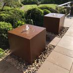 cortenstaal waterblok  / met wit LED licht in borrelfontein, Verzenden, Nieuw, Overige materialen, Waterornament