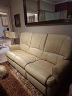 Salon leder beige, Huis en Inrichting, Zetels | Zetels, Ophalen, Gebruikt, Leer, Rechte bank