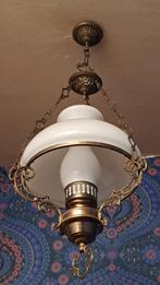 Vintage koperen hanglamp met melkglas, Ophalen