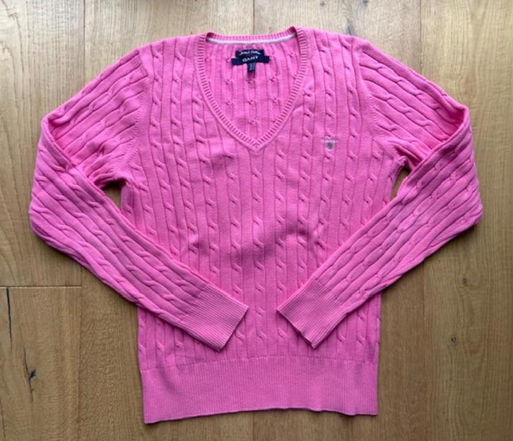 Pull V torsadé GANT femme couleur framboise, Kleding | Dames, Truien en Vesten, Zo goed als nieuw, Maat 38/40 (M), Ophalen of Verzenden
