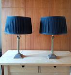2 klassieke messingkleurige tafellampen met zwarte kap, 50 tot 75 cm, Ophalen of Verzenden, Zo goed als nieuw, Metaal